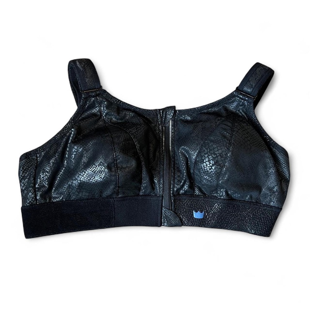 SHEFIT Black Mamba Snakeskin Ultimate High Impact Sports Bra Zip Front Size M/L